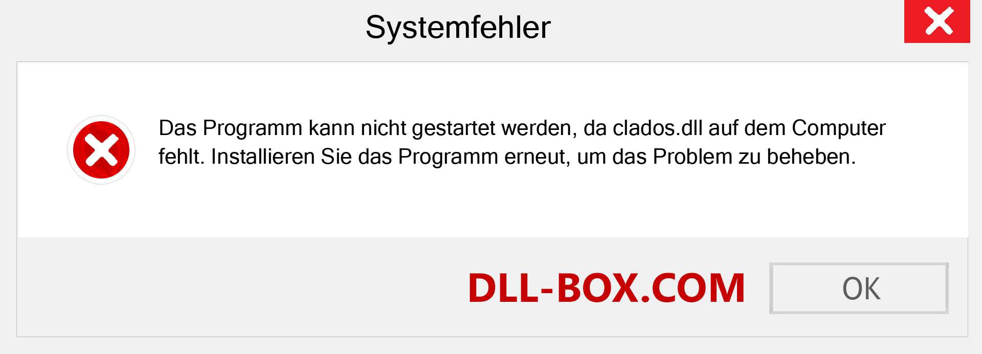 clados.dll-Datei fehlt?. Download für Windows 7, 8, 10 - Fix clados dll Missing Error unter Windows, Fotos, Bildern