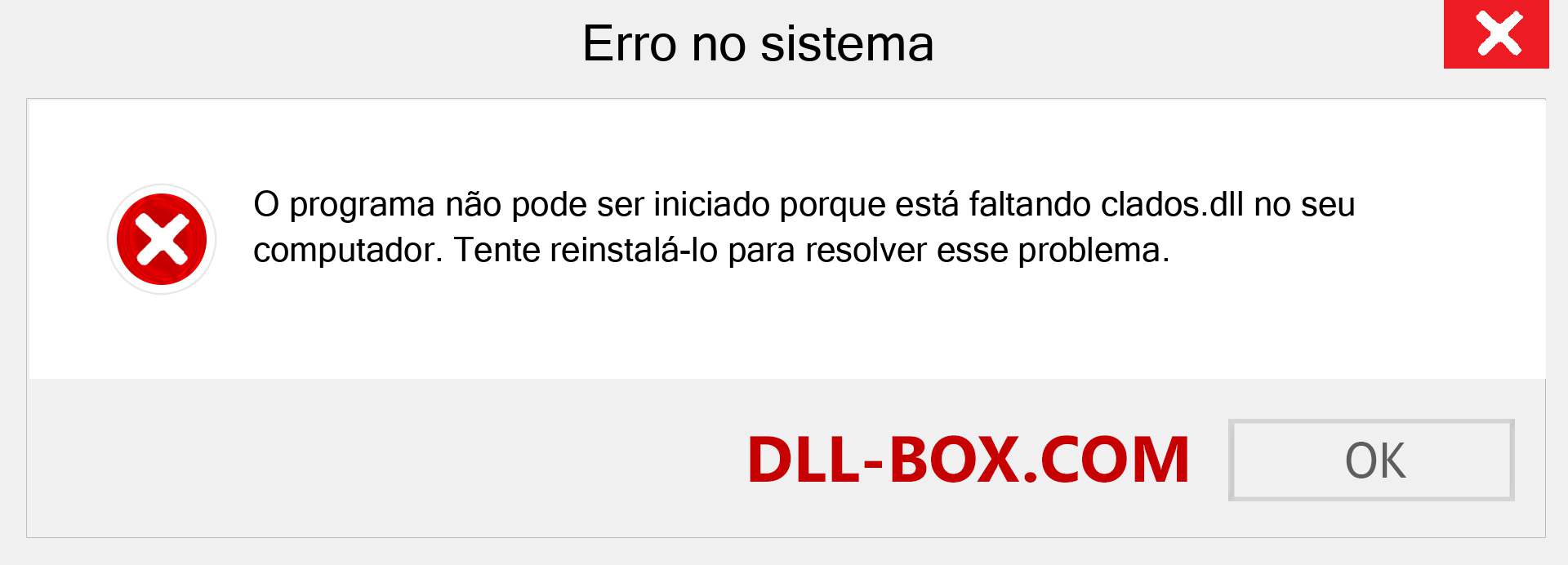 Arquivo clados.dll ausente ?. Download para Windows 7, 8, 10 - Correção de erro ausente clados dll no Windows, fotos, imagens